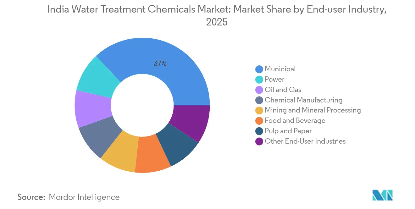 India Water Treatment Chemicals Market: Market Share by End-user Industry, 2025