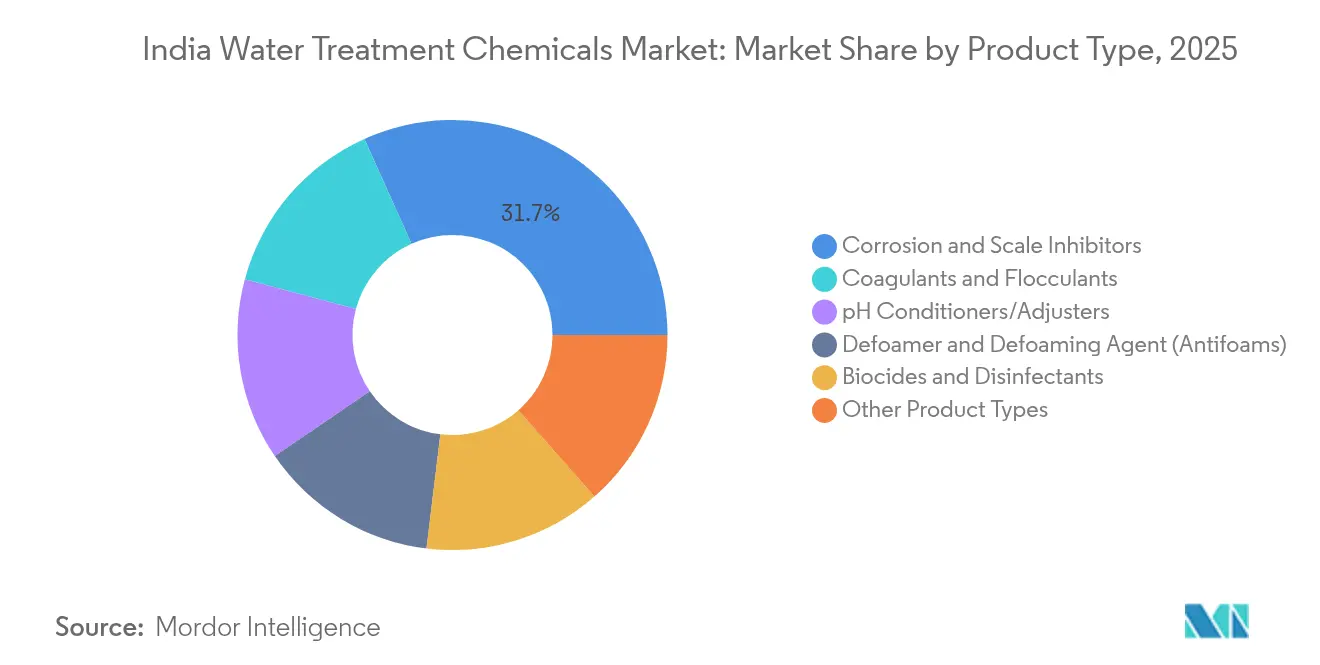 India Water Treatment Chemicals Market: Market Share by Product Type, 2025