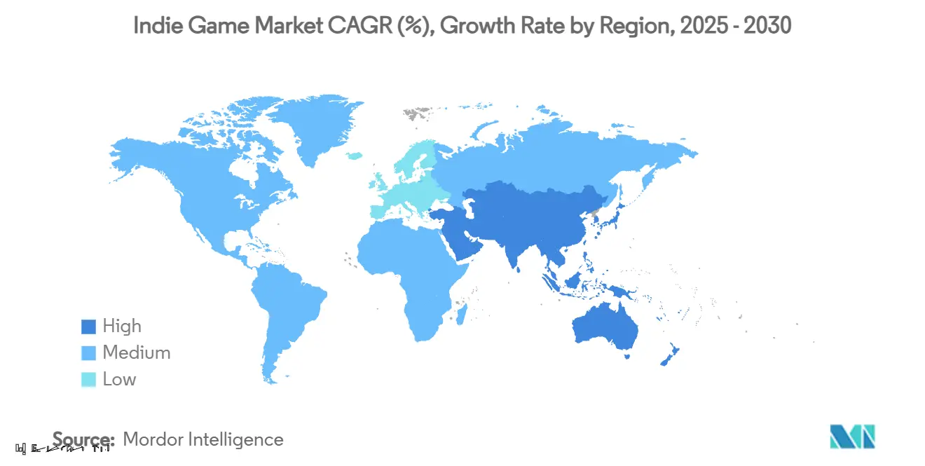 Indie Game Market CAGR (%), Growth Rate by Region