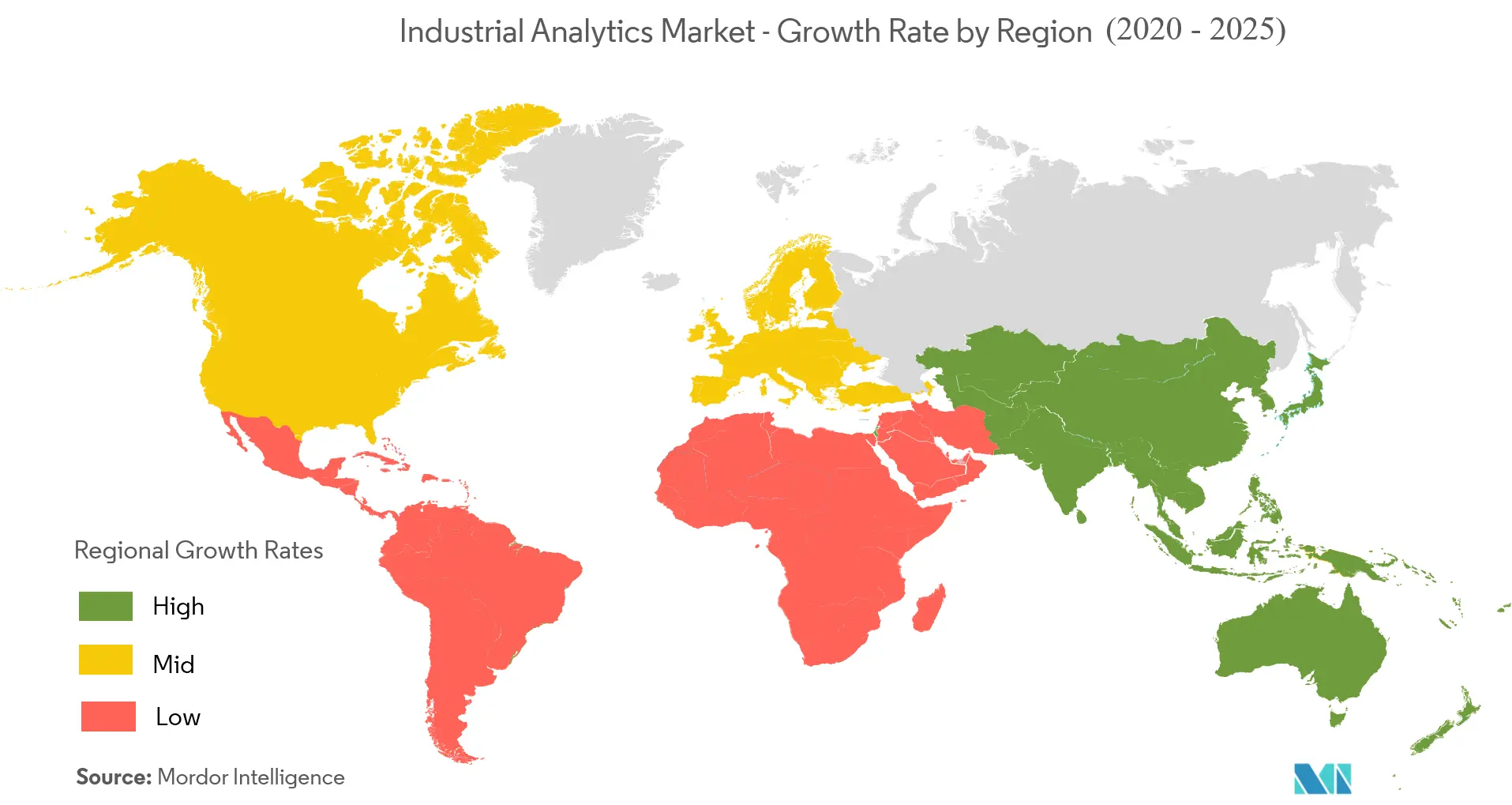 Industrial Analytics Market - Growth Rate by Region (2020 - 2025)