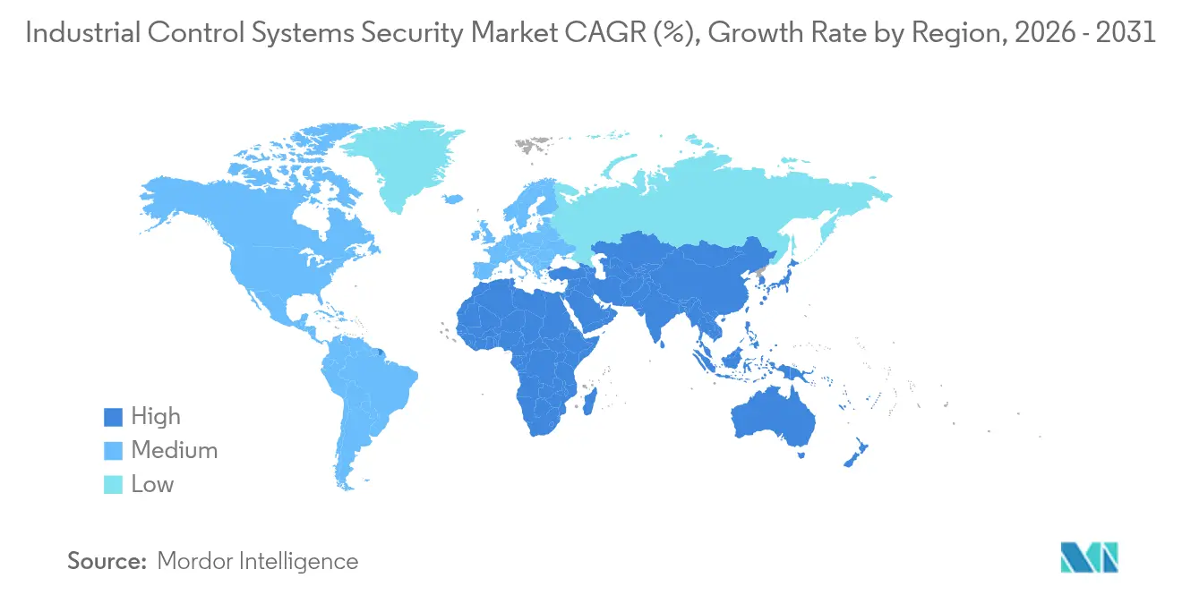 Industrial Control Systems Security Market CAGR (%), Growth Rate by Region