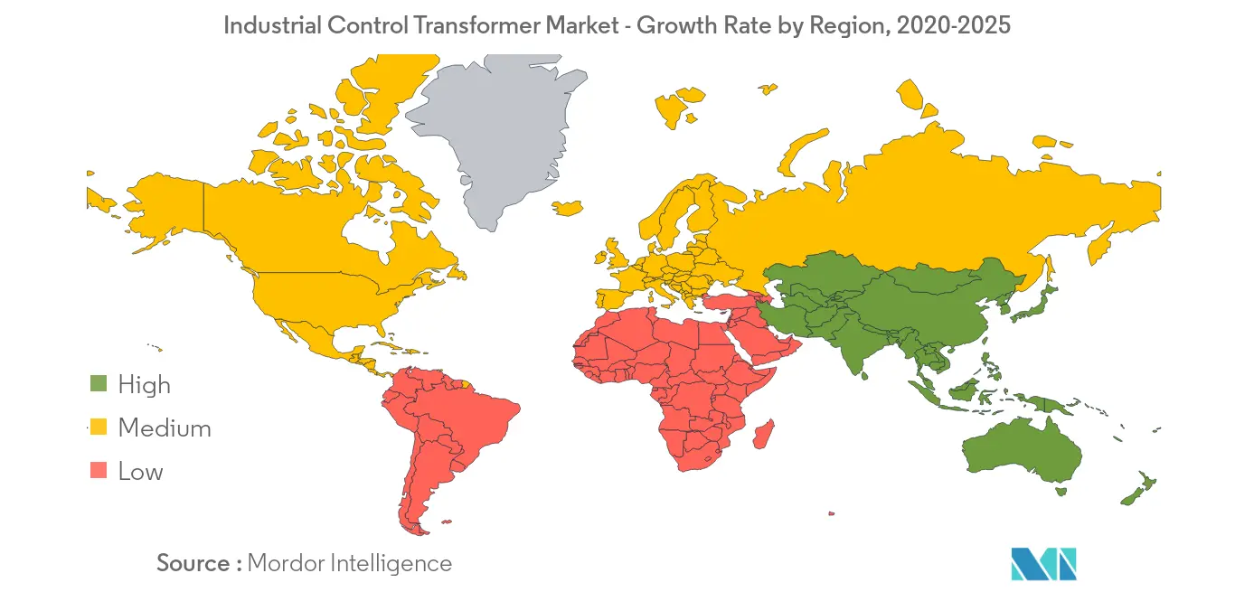 Mercado de transformadores de controle industrial – Taxa de crescimento por região, 2020-2025
