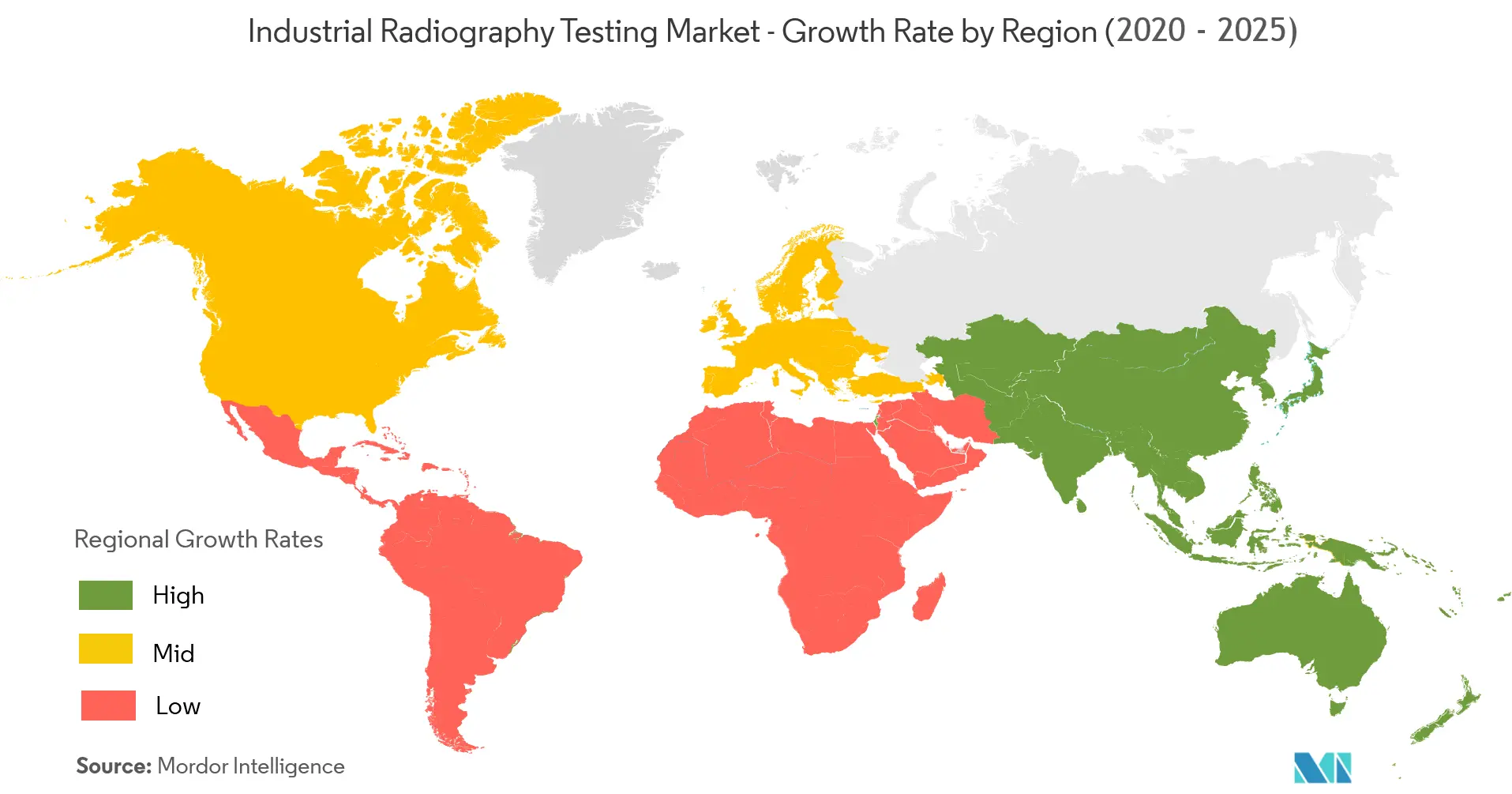 Industrial Radiography Testing Market - Growth Rate by Region (2020 - 2025)