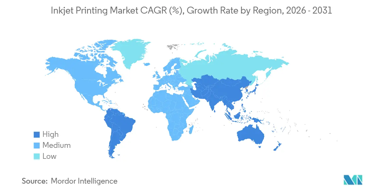 Inkjet Printing Market CAGR (%), Growth Rate by Region