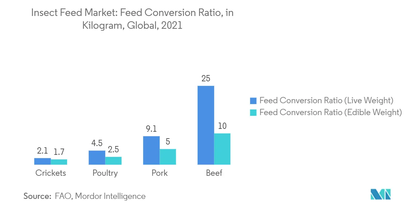 Insect Feed Market: Feed Conversion Ratio, Global, 2021
