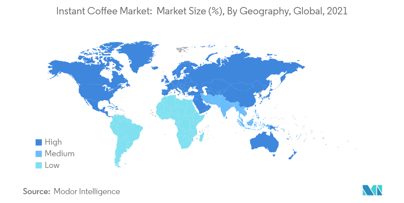 インスタントコーヒー市場：市場規模（Z）：世界別、2021年