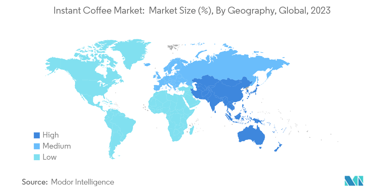 Instant Coffee Market:  Market Size (%), By Geography, Global, 2023