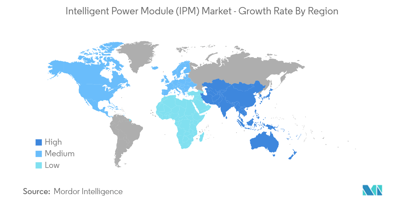Рынок интеллектуальных силовых модулей (IPM) – темпы роста по регионам