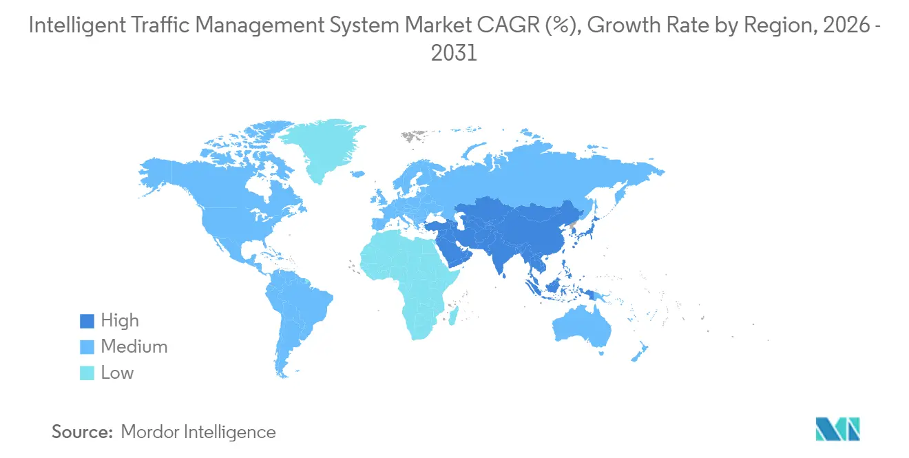 Tasa de Crecimiento del Mercado de Sistemas Inteligentes de Gestión del Tráfico por Región