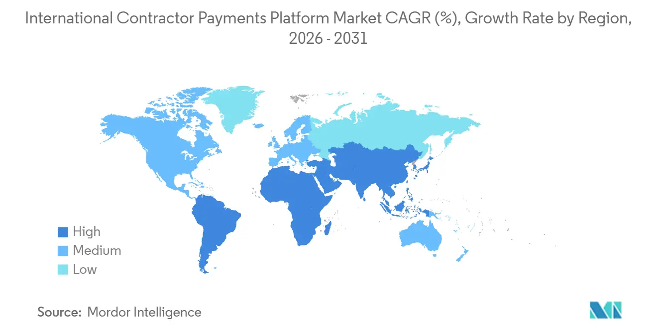 Marché des Plateformes de Paiement pour Contractants Internationaux TCAC (%), Taux de Croissance par Région