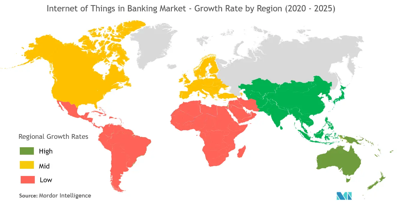 Internet of Things in Banking Market - Growth Rate by Region (2020 - 2025)