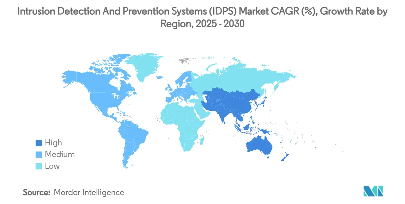 침입 탐지 및 방지 시스템(IDPS) 신규 바카라사이트 CAGR(%), 지역별 성장률