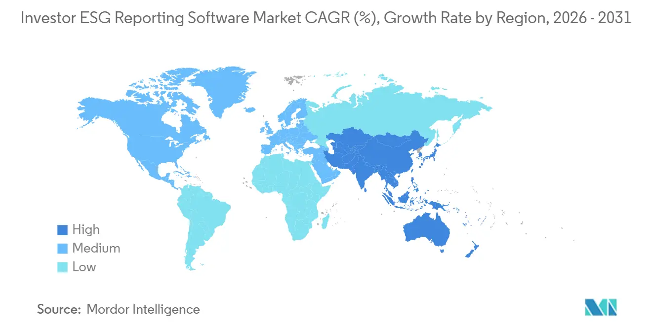 Investor ESG Reporting Software Market CAGR (%), Growth Rate by Region