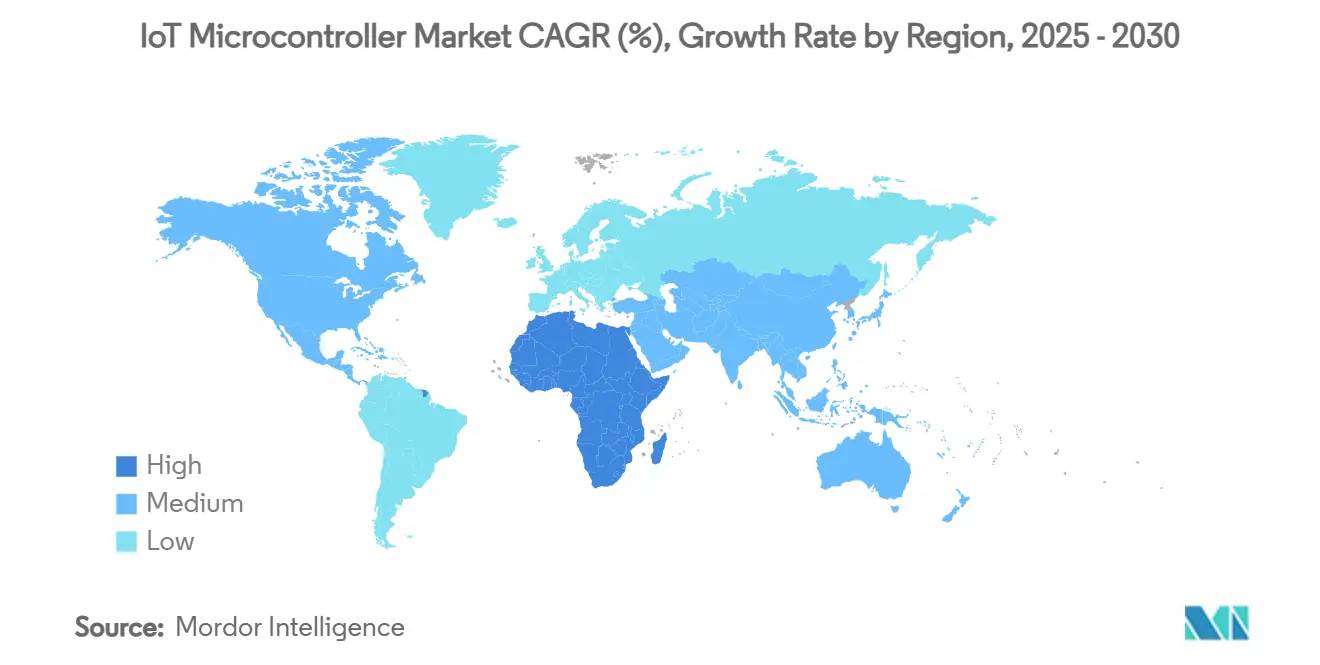 IoT 마이크로컨트롤러 로투스 바카라 CAGR(%), 지역별 성장률