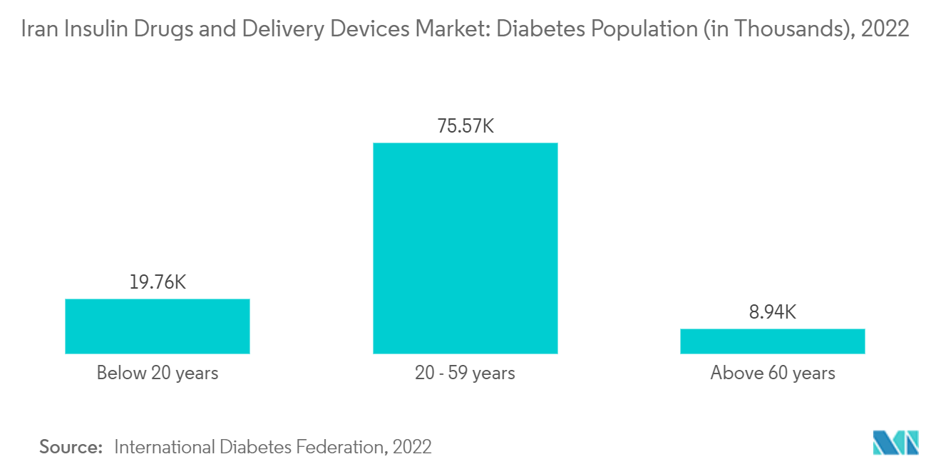 Iran Insulin Drugs And Delivery Devices Market: Iran Insulin Drugs and Delivery Devices Market: Diabetes Population (in Thousands), 2022