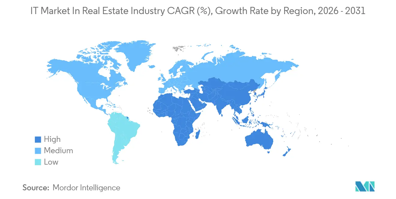 IT Market In Real Estate Industry CAGR (%), Growth Rate by Region