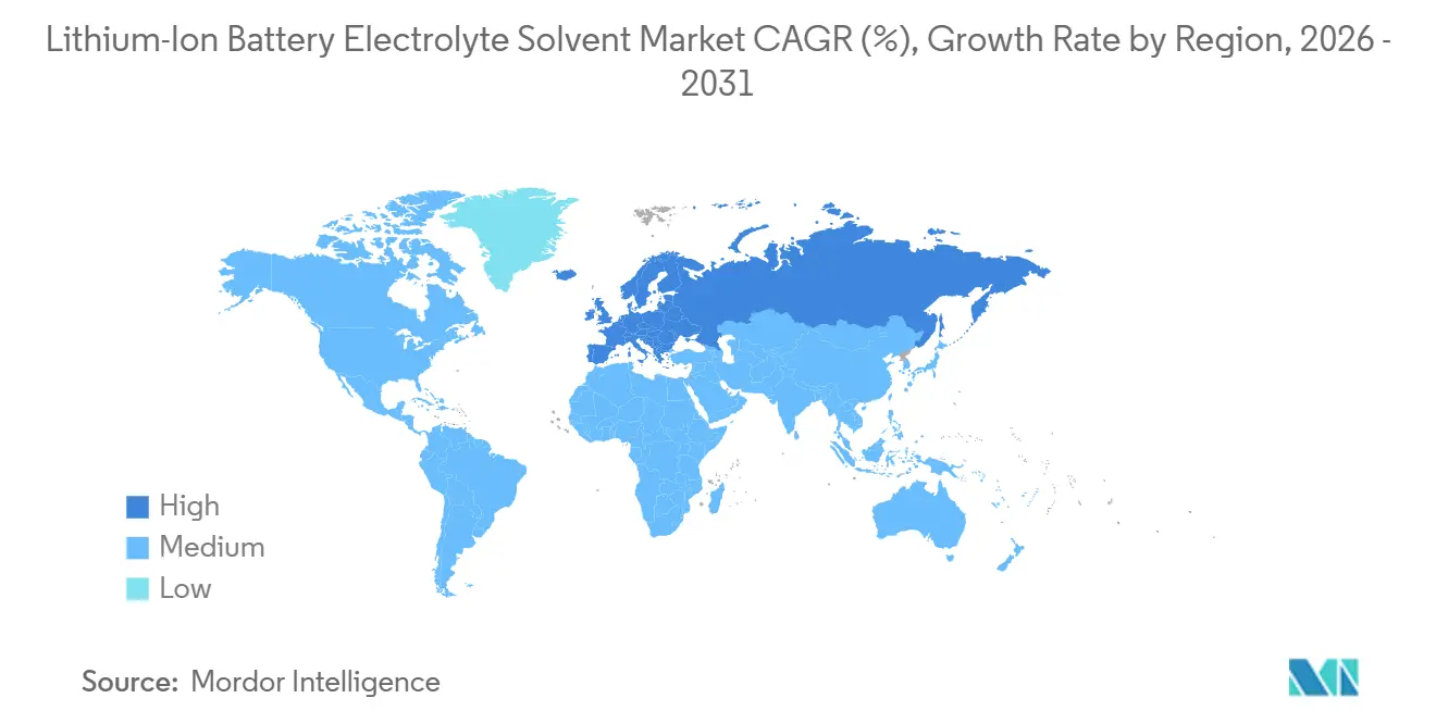Lithium-Ion Battery Electrolyte Solvent Market CAGR (%), Growth Rate by Region