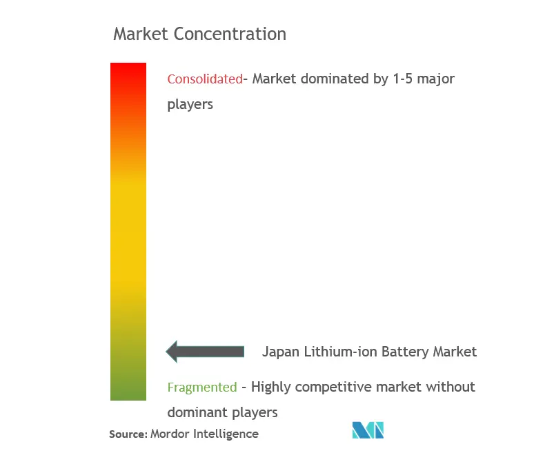 日本のリチウムイオン電池市場の集中度