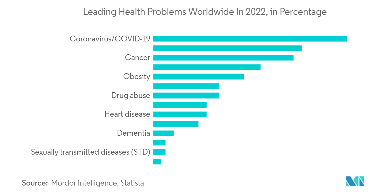 주스기 시장 – 2022년 전 세계 주요 건강 문제(백분율)