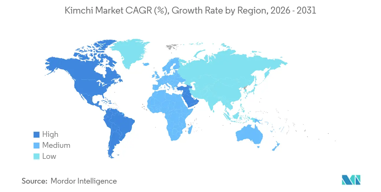 Tasa de crecimiento del mercado de kimchi por región