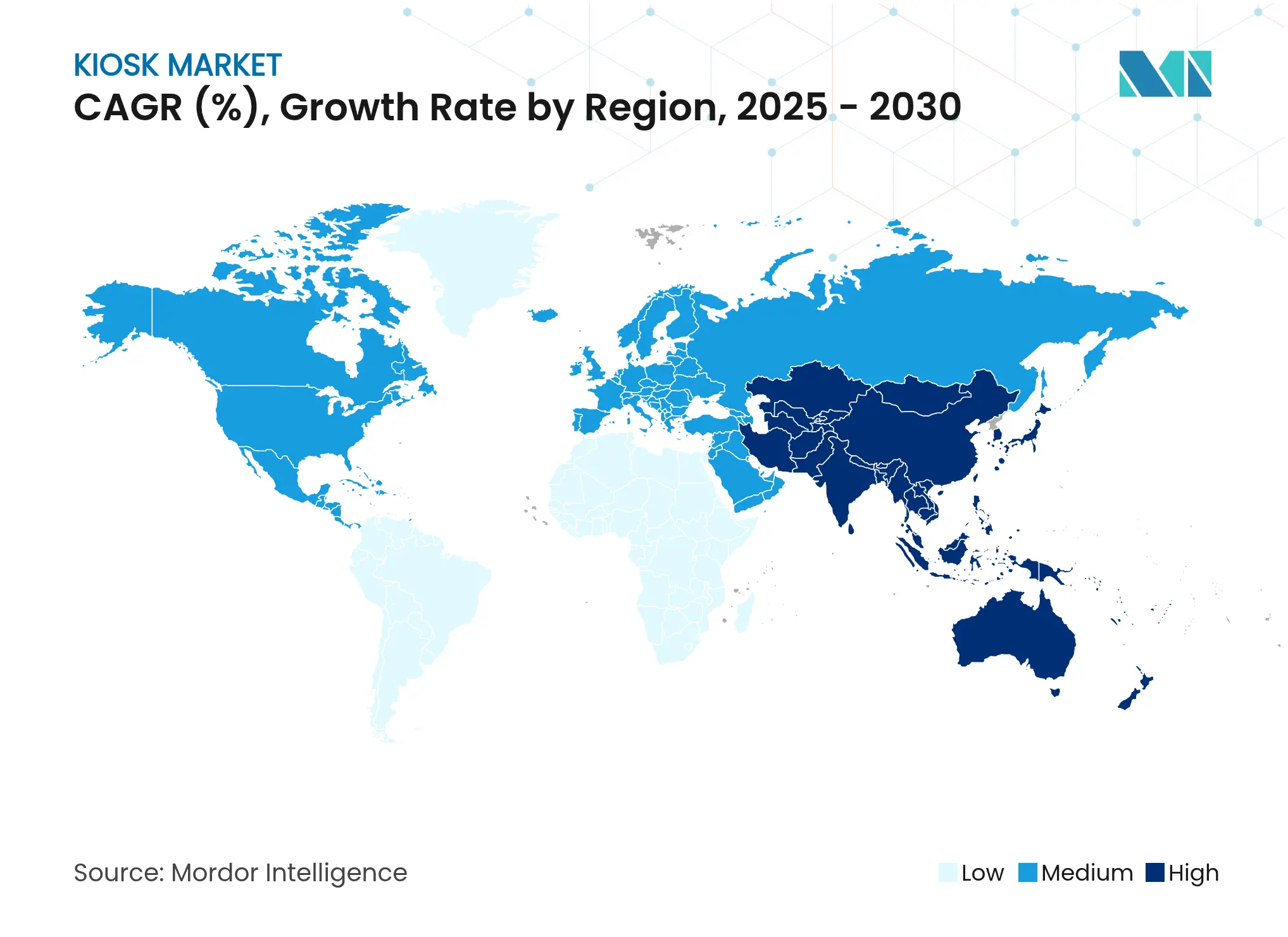 Kiosk Market CAGR (%), Growth Rate by Region