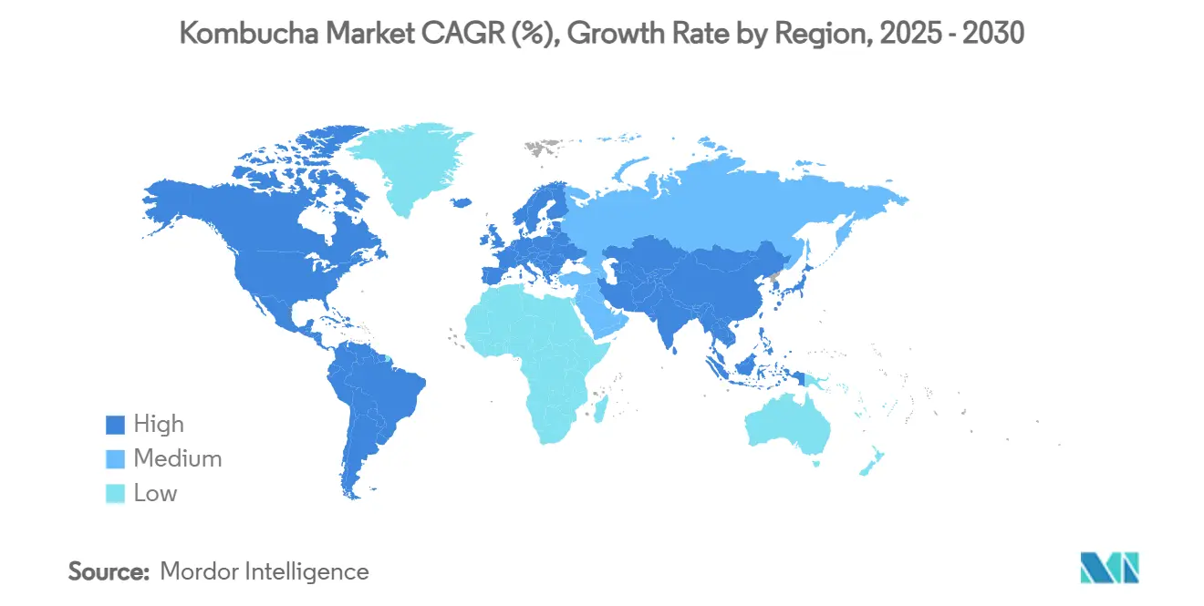 Kombucha Market CAGR (%), Growth Rate by Region