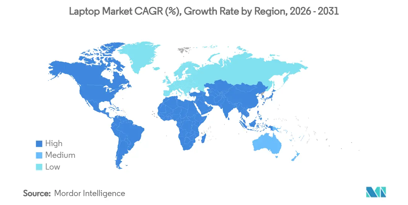 Laptop Market CAGR (%), Growth Rate by Region