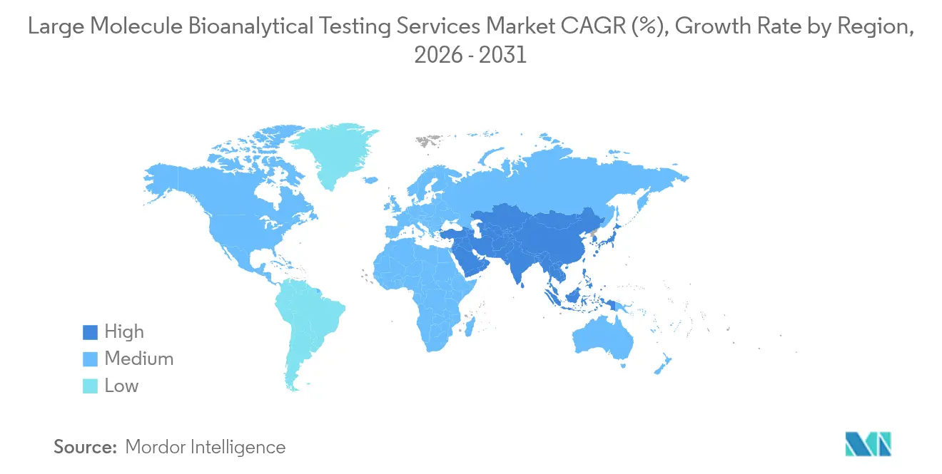 Large Molecule Bioanalytical Testing Services Market CAGR (%), Growth Rate by Region