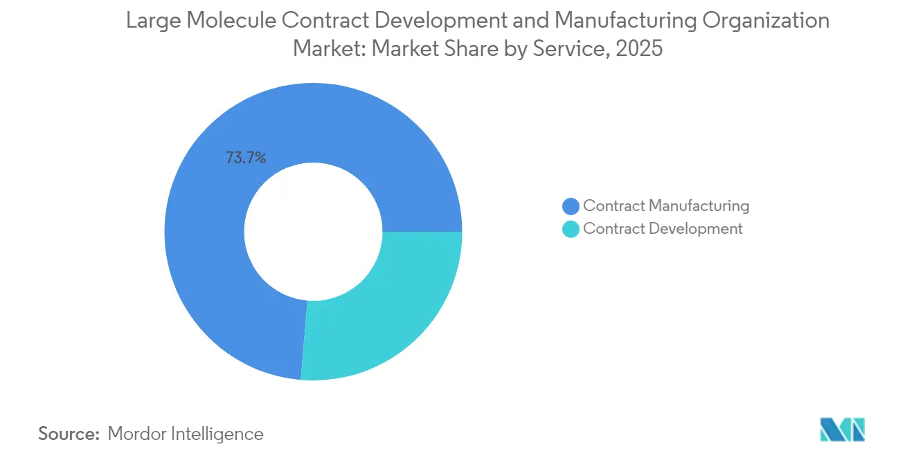 Large Molecule Contract Development and Manufacturing Organization Market: Market Share by Service, 2025