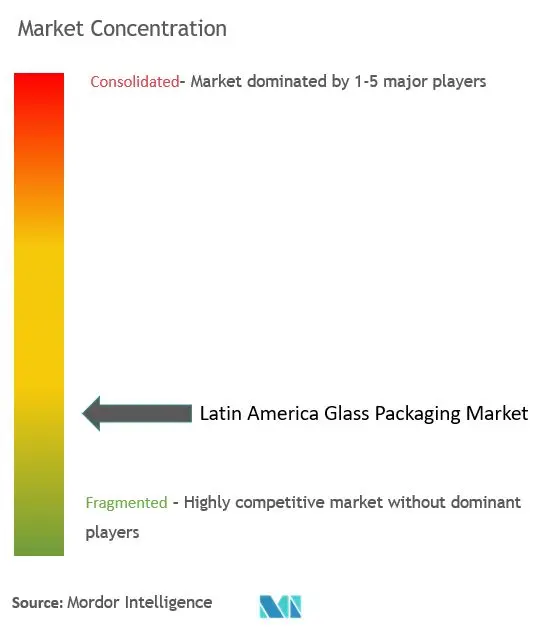 ラテンアメリカのガラス包装市場の集中度