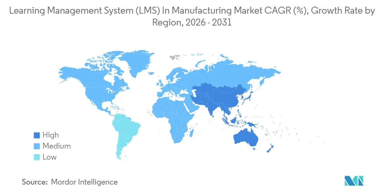 Learning Management System (LMS) In Manufacturing Market CAGR (%), Growth Rate by Region