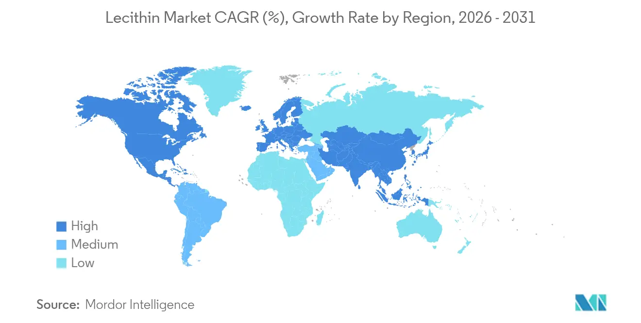 Lecithin Market CAGR (%), Growth Rate by Region