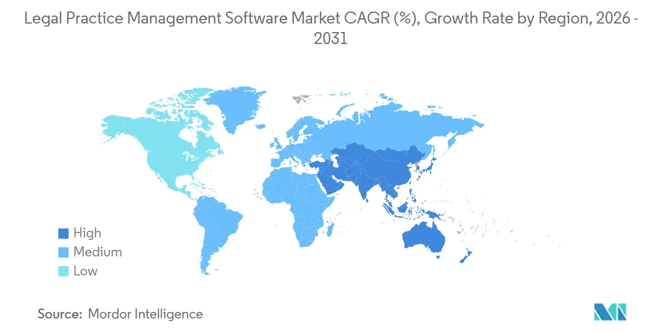 Wachstumsrate des Marktes für Legal Practice Management Software nach Region
