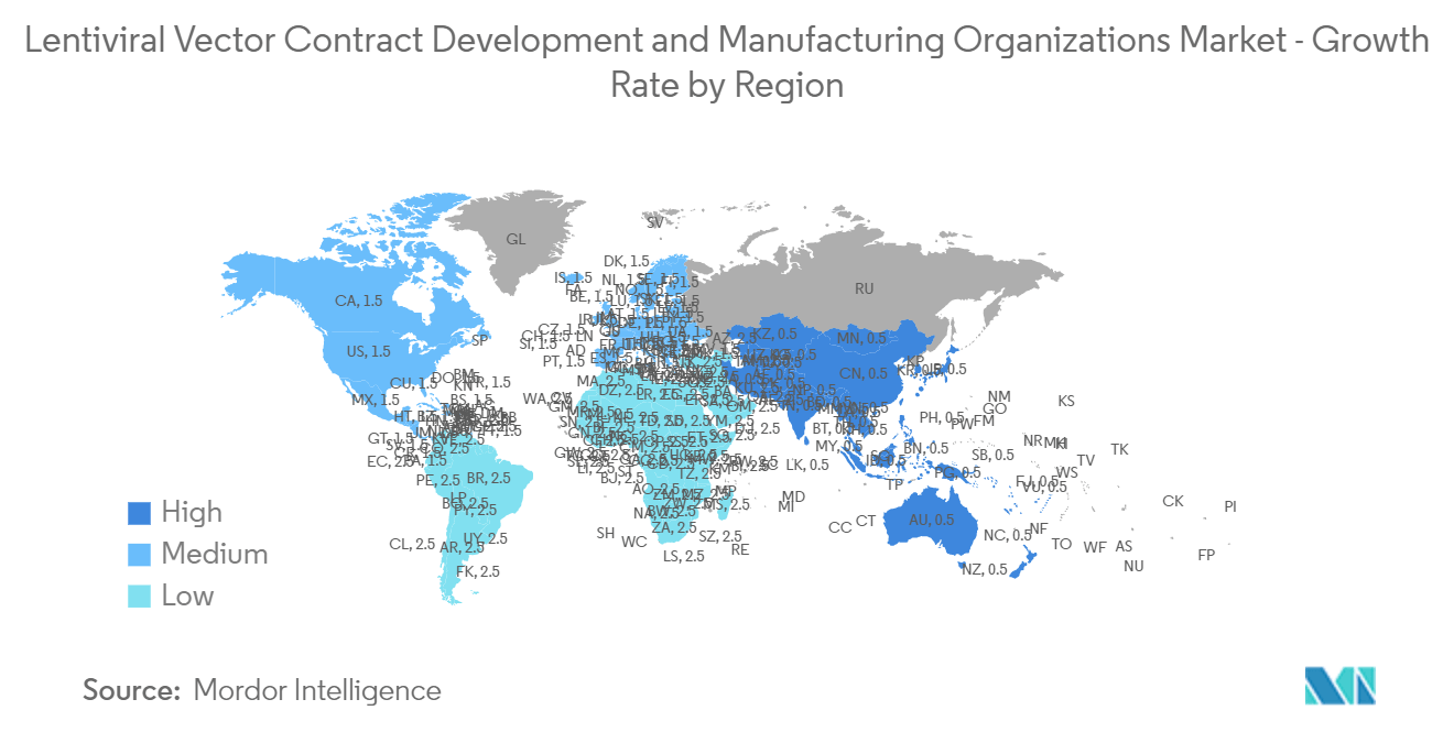 Lentiviral Vector Contract Development And Manufacturing Organizations Market: Lentiviral Vector Contract Development and Manufacturing Organizations Market - Growth Rate by Region