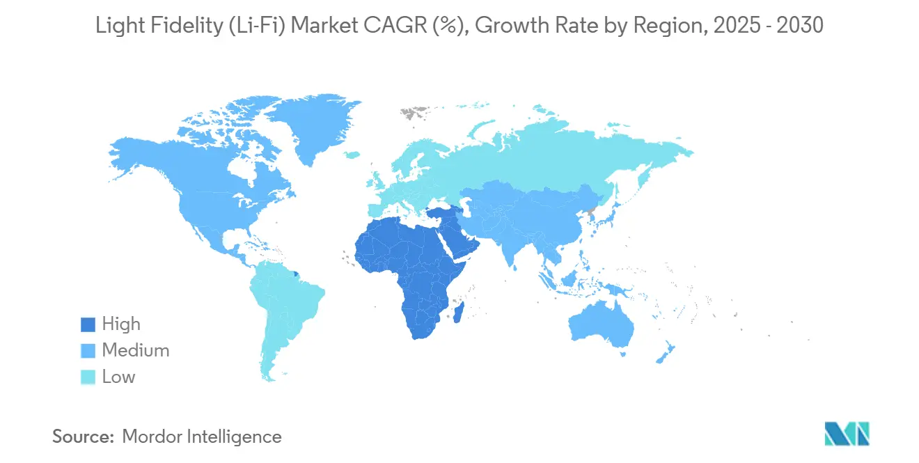 Light Fidelity (Li-Fi) Market CAGR (%), Growth Rate by Region