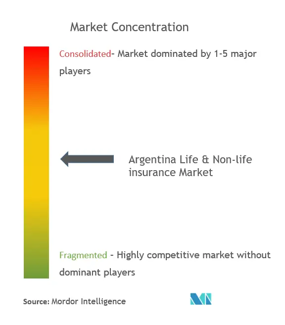 アルゼンチンの生命保険・損害保険市場集中度