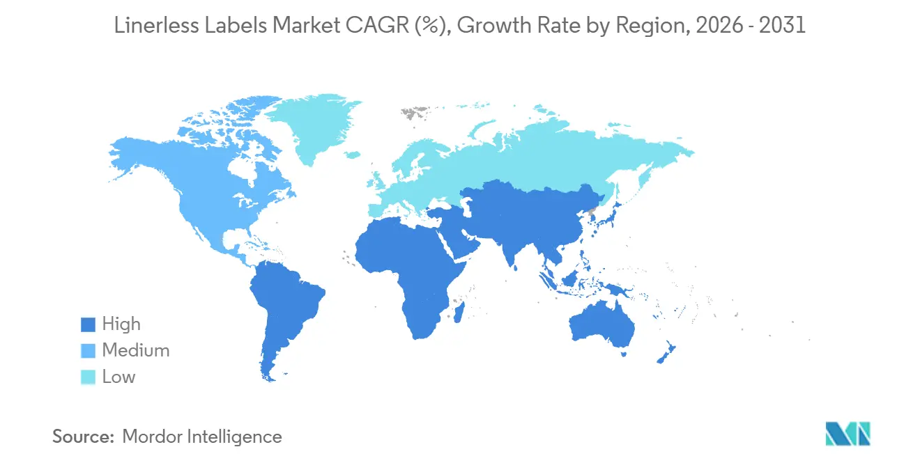 Linerless Labels Market CAGR (%), Growth Rate by Region