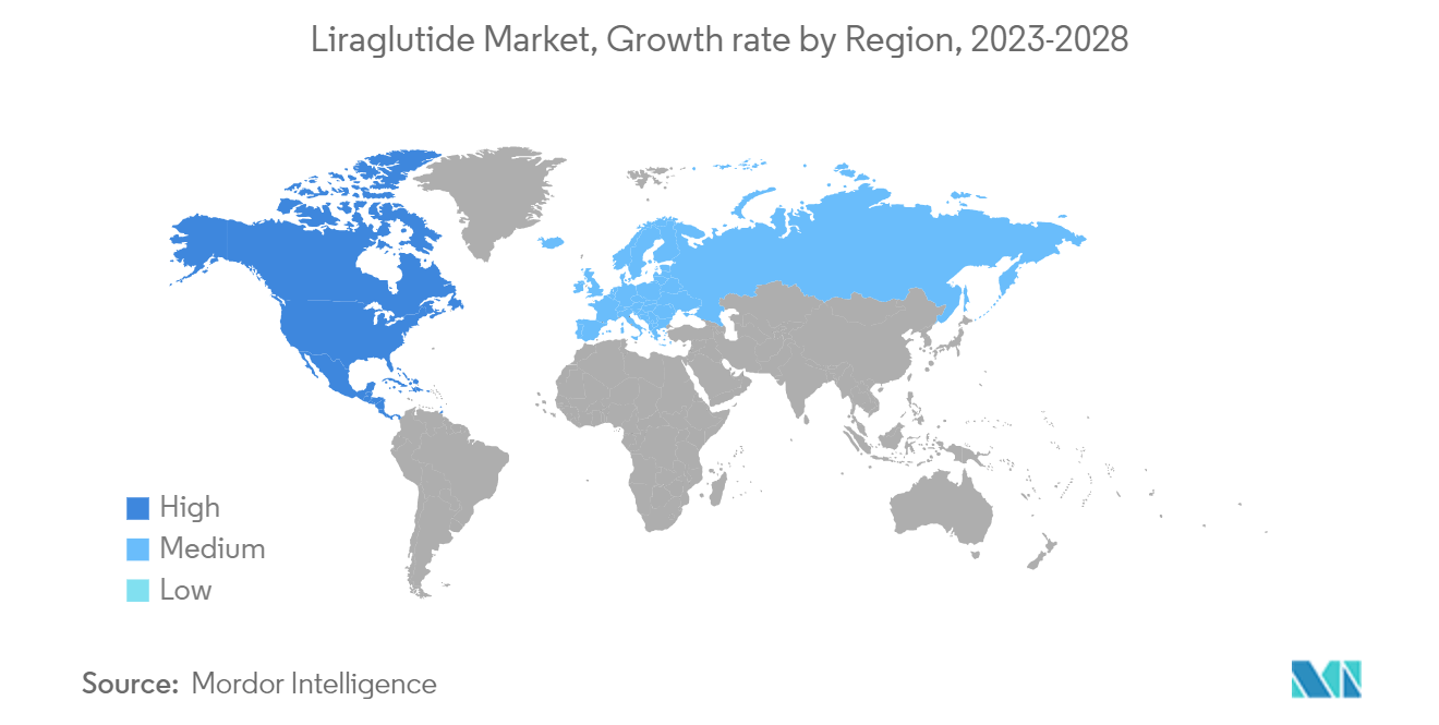 리라글루타이드 시장, 지역별 성장률, 2023-2028