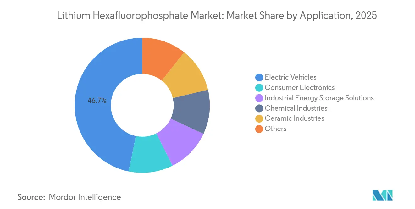 Lithium Hexafluorophosphate Market Share by Application, 2025