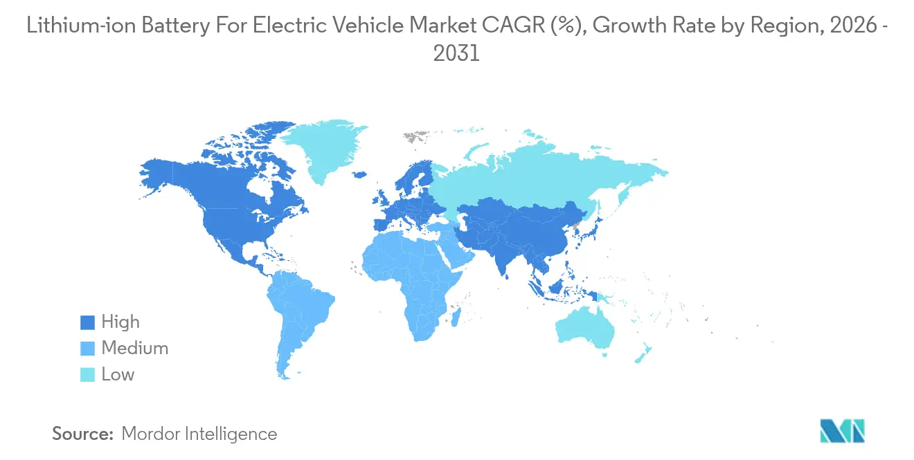 Lithium-ion Battery For Electric Vehicle Market Growth Rate by Region