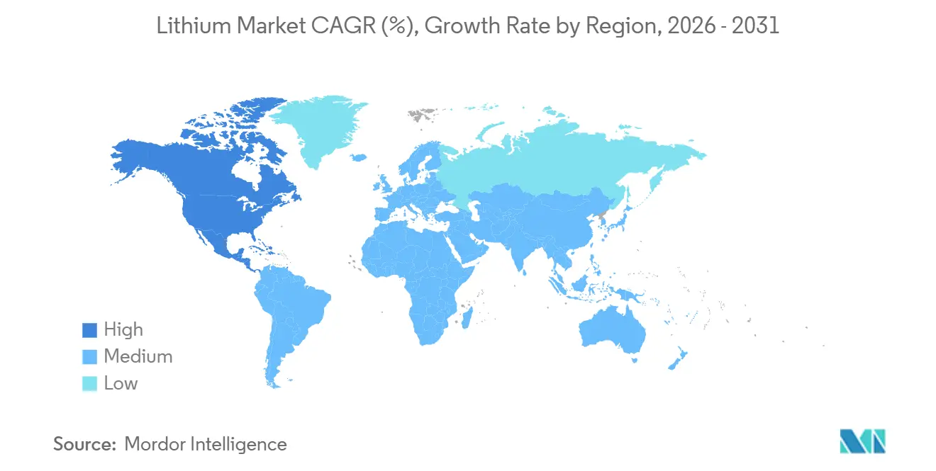 Lithium Market CAGR (%), Growth Rate by Region