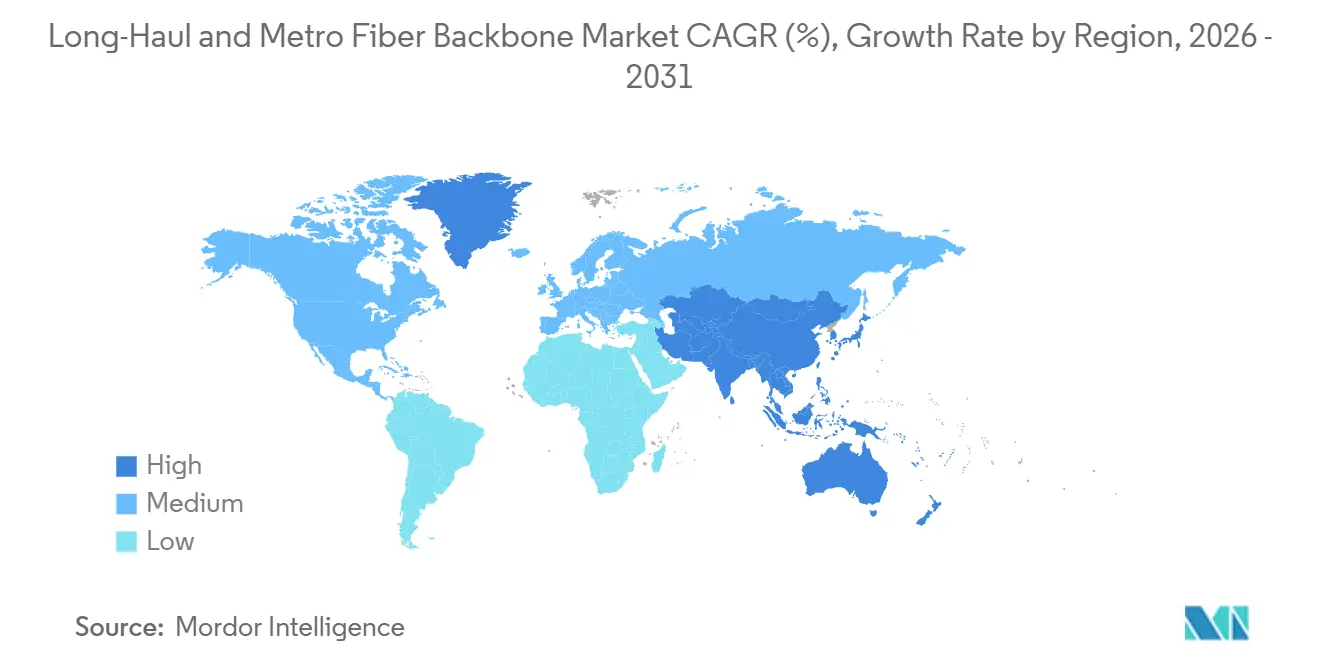 Long-Haul and Metro Fiber Backbone Market CAGR (%), Growth Rate by Region