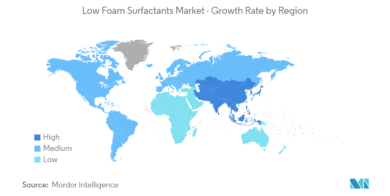 سوق المواد الخافضة للتوتر السطحي ذات الرغوة المنخفضة معدل النمو حسب المنطقة