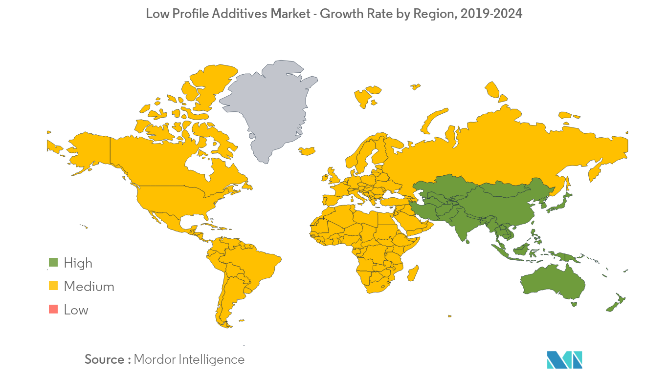 Markt für Low-Profile-Additive Wachstumsrate nach Regionen, 2019 – 2024