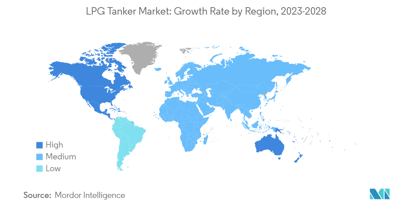 LPGタンカー市場 - 地域別成長率、2023-2028年