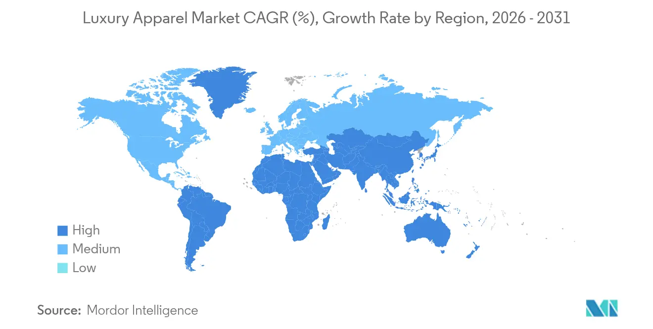 Luxury Apparel Market CAGR (%), Growth Rate by Region
