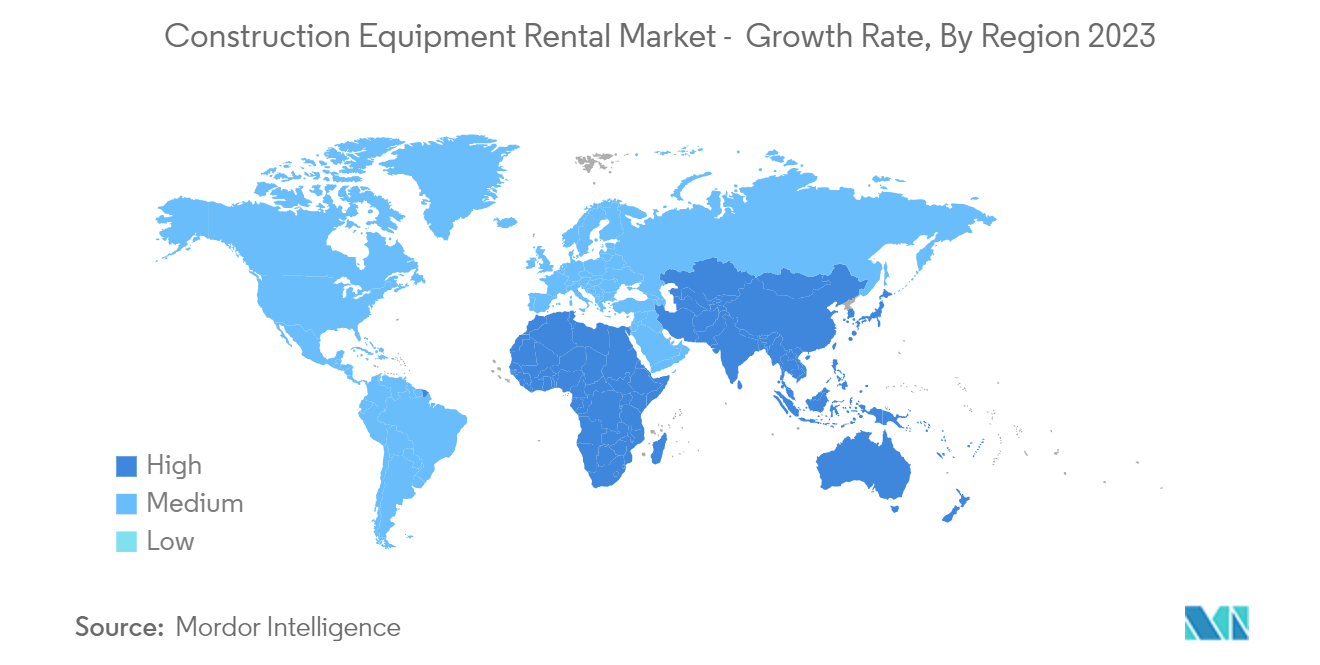 Machinery Rental And Leasing Market : Construction Equipment Rental Market -  Growth Rate, By Region (2023-2028)