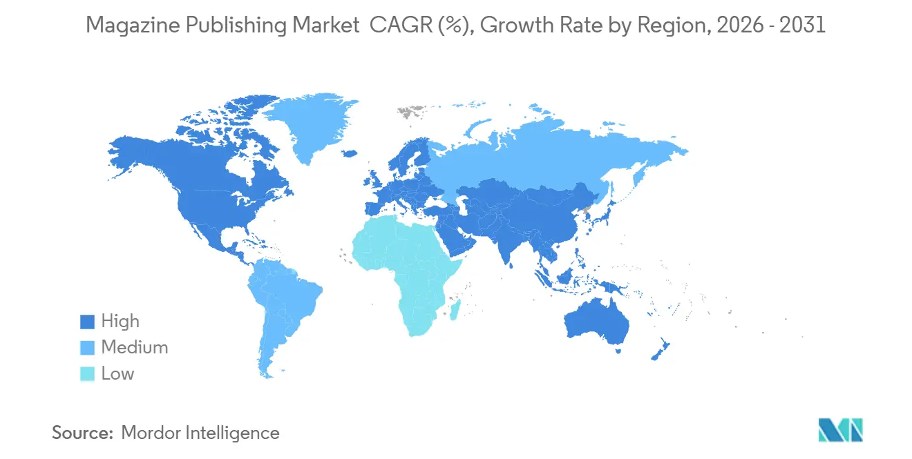 Magazine Publishing Market CAGR (%), Growth Rate by Region