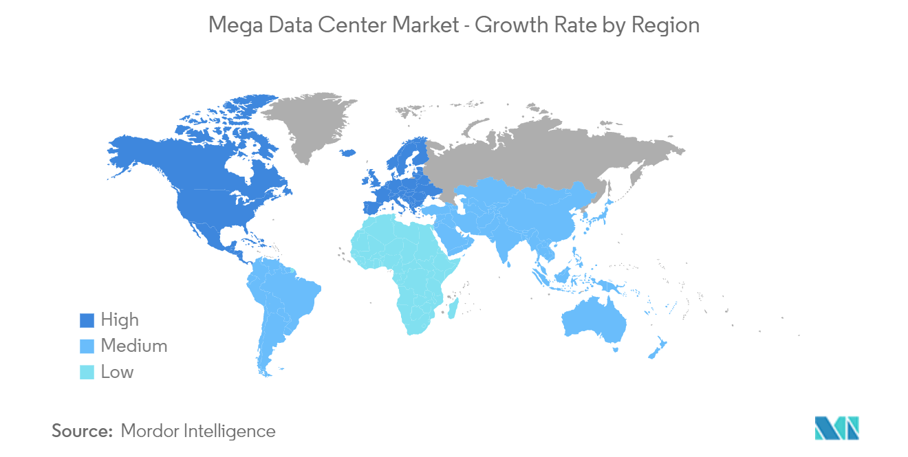 Mercado de serviços de infraestrutura de TI gerenciados Mercado de Mega Data Center – Taxa de crescimento por região