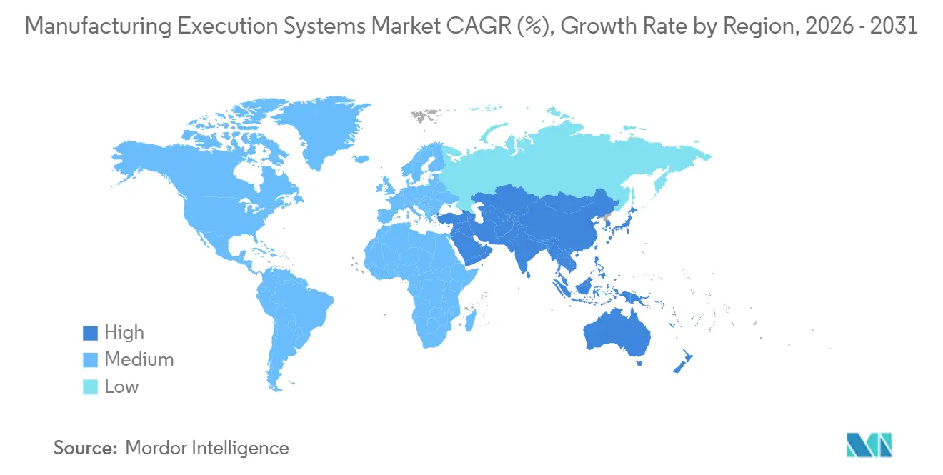 Manufacturing Execution Systems Market CAGR (%), Growth Rate by Region